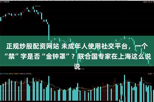 正规炒股配资网站 未成年人使用社交平台，一个“禁”字是否“金钟罩”？联合国专家在上海这么说